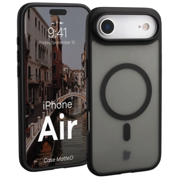 Etui z pierścieniem magnetycznym Bizon Case MatteO do iPhone Air, przydymione-czarne