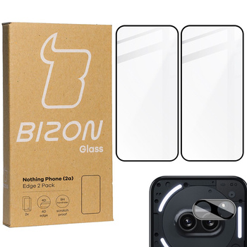 2x Szkło + szybka na aparat BIZON Edge 2 Pack do Nothing Phone (2a)
