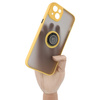 Etui z uchwytem na palec Bizon Case Hybrid Ring do iPhone 14 Plus, przydymione z żółtą ramką