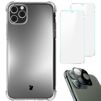 Etui + 2x szkło + obiektyw Bizon Case Clear Pack do iPhone 11 Pro Max, przezroczyste
