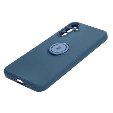 Etui Bizon Case Silicone Ring Sq do Galaxy A34 5G, granatowe