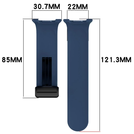 Silikonowy pasek Bizon Strap Watch Silicone L do Galaxy Watch 8 40 mm / 44 mm / 8 Classic 46 mm, granatowy