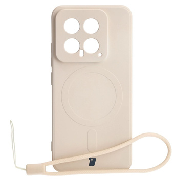 Etui Bizon Case Silicone Magnetic Sq do Xiaomi 14, beżowe