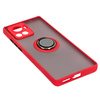 Etui z uchwytem na palec Bizon Case Hybrid Ring do Motorola Edge 30 Ultra, przydymione z czerwoną ramką