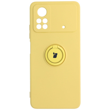 Etui Bizon Case Silicone Ring do Xiaomi Poco X4 Pro 5G, żółte