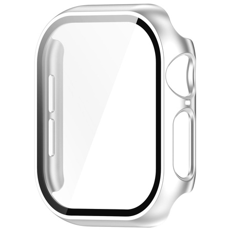 Etui ze szkłem do zegarka Bizon Case+Glass Watch do Apple Watch 11 / 10 42mm, srebrne