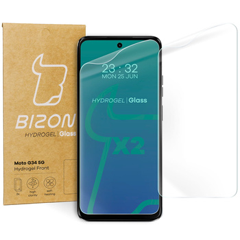 Folia hydrożelowa na ekran Bizon Glass Hydrogel Front do Motorola Moto G34 / G45 5G, 2 sztuki