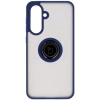 Etui z uchwytem na palec Bizon Case Hybrid Ring do Galaxy A36 5G, przydymione z granatową ramką