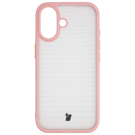 Etui Bizon Case Angelo do iPhone 17, półprzezroczyste z jasnoróżową ramką