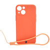 Etui Bizon Case Silicone MagSafe Sq do Apple iPhone 13 Mini, marchewkowe