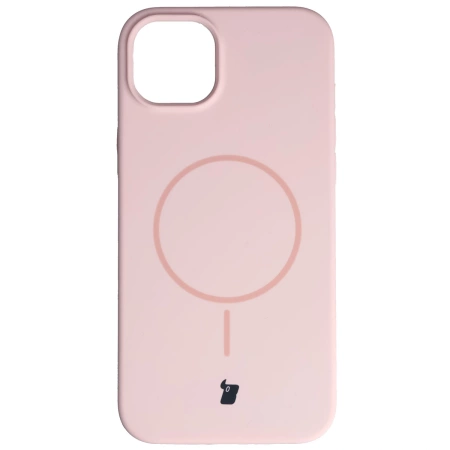 Silikonowe etui z pierścieniem magnetycznym Bizon Soft Case Magnetic do iPhone 15 Plus/14 Plus, jasnoróżowe