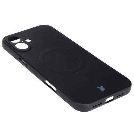 Silikonowe etui z pierścieniem magnetycznym Bizon Case Silicone Magnetic do iPhone 16, czarne