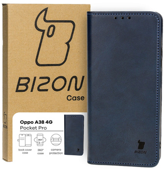 Etui z klapką Bizon Case Pocket Pro do Oppo A38 4G, granatowe