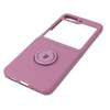 Etui Bizon Case Silicone Ring Sq do Galaxy Z Flip5, ciemnofioletowe