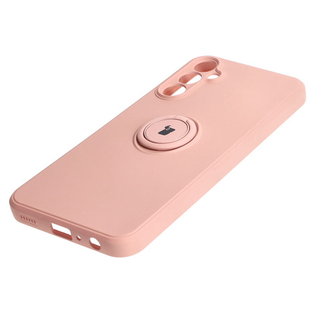 Etui Bizon Case Silicone Ring Sq do Galaxy A24, jasnoróżowe