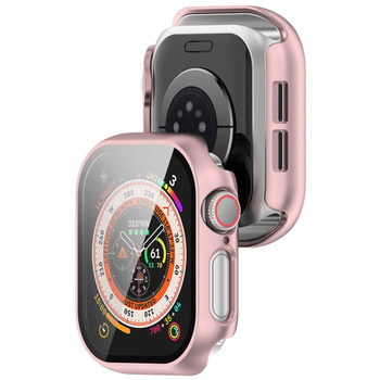 Etui ze szkłem do zegarka Bizon Case+Glass Watch do Apple Watch 11 / 10 (46mm), jasnoróżowe