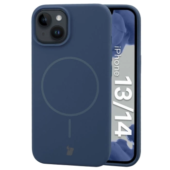 Silikonowe etui z pierścieniem magnetycznym Bizon Soft Case Magnetic do iPhone 14/13, granatowe