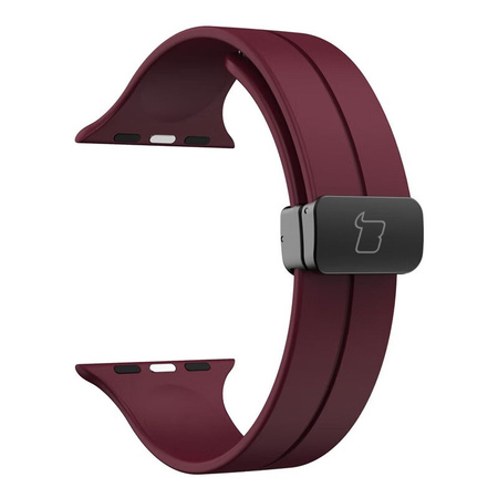 Silikonowy pasek Bizon Strap Watch Silicone L do Apple Watch 44/45/46/49 mm, burgundowy