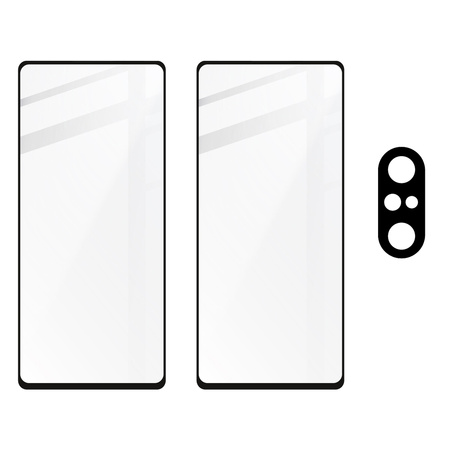 Szkło hartowane Bizon Glass Edge - 2 sztuki + ochrona na obiektyw, Xiaomi Poco F3, czarne