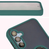 Etui z uchwytem na palec Bizon Case Hybrid Ring do Galaxy M15 5G, przydymione z ciemnozieloną ramką