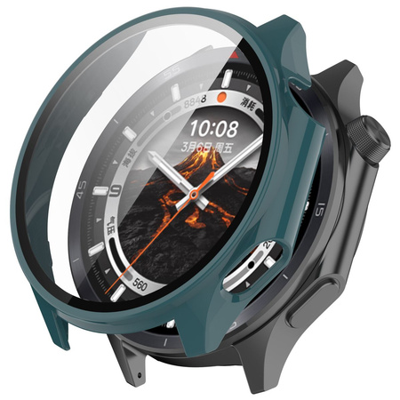 Etui ze szkłem do zegarka Bizon Case+Glass Watch do OnePlus Watch 3 / Oppo Watch X2, zielone