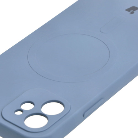 Etui silikonowe z pierścieniem magnetycznym Bizon Case Silicone Magnetic do iPhone 12, szare