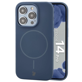 Silikonowe etui z pierścieniem magnetycznym Bizon Soft Case Magnetic do iPhone 14 Pro, granatowe