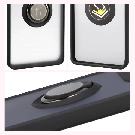Etui z uchwytem na palec Bizon Case Hybrid Ring do Motorola Edge 60 Pro, przydymione z czarną ramką