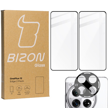 2x Szkło + szybka na aparat BIZON Edge 3D do OnePlus 12