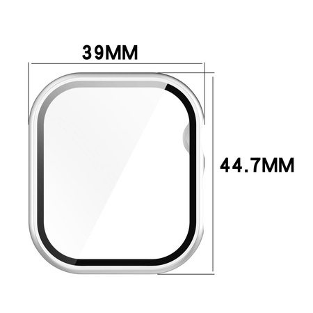 Etui ze szkłem do zegarka Bizon Case+Glass Watch do Apple Watch 11 / 10 42mm, srebrne
