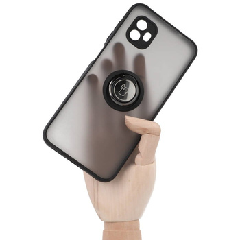 Etui z uchwytem na palec Bizon Case Hybrid Ring do Galaxy Xcover6 Pro, przydymione z czarną ramką