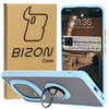 Etui z uchwytem na palec Bizon Case Hybrid Ring do Xiaomi Redmi Note 14 Pro Plus 5G, przydymione z jasnoniebieską ramką