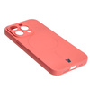 Etui silikonowe z pierścieniem magnetycznym Bizon Case Silicone Magnetic do iPhone 14 Pro, brudnoróżowe