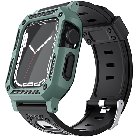 Etui z paskiem Bizon Strap + Case Watch Armor do Apple Watch 40 / 41mm, zielone