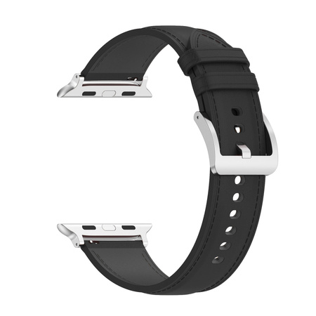 Skórzany pasek Bizon Strap Watch Casual do Apple Watch 44/45/46/49 mm, czarny