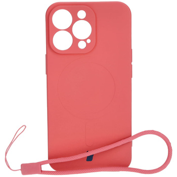 Etui silikonowe z pierścieniem magnetycznym Bizon Case Silicone Magnetic do iPhone 13 Pro, brudnoróżowe