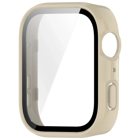 Etui ze szkłem do zegarka Bizon Case+Glass Watch do Huawei Watch Fit 4, beżowe