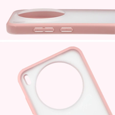 Etui Bizon Case Angelo do Vivo X300, półprzezroczyste z jasnoróżową ramką