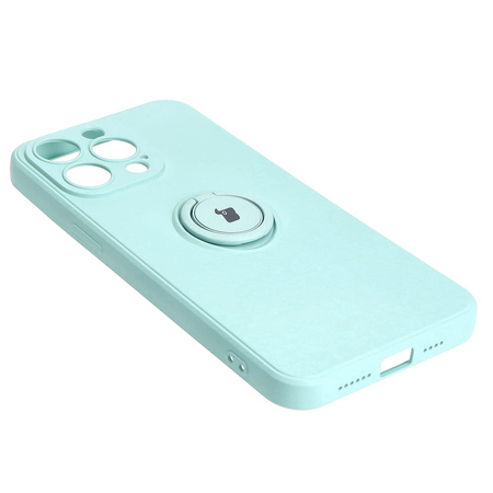 Etui Bizon Case Silicone Ring Sq do iPhone 15 Pro Max, turkusowe