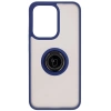 Etui z uchwytem na palec Bizon Case Hybrid Ring do Oppo Reno13, przydymione z granatową ramką