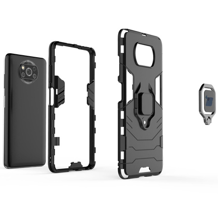 Etui Bizon Case Armor Ring do Xiaomi Poco X3 / X3 Pro / X3 NFC, czarne