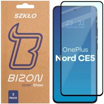 Szkło hartowane Bizon Glass Edge Duo do OnePlus Nord CE5 5G, czarna ramka, 2 sztuki