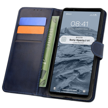 Etui z klapką Bizon Case Pocket do Sony Xperia 1 VI, granatowe