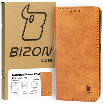 Etui z klapką Bizon Case Pocket Pro do Nothing Phone (2a) / (2a) Plus, brązowe