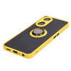 Etui z uchwytem na palec Bizon Case Hybrid Ring do Oppo A98 5G, przydymione z żółtą ramką