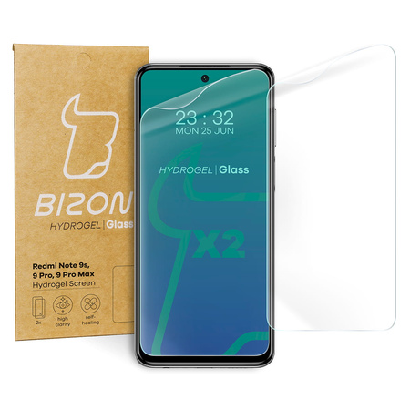 Folia hydrożelowa na ekran Bizon Glass Hydrogel, Xiaomi Redmi Note 9S/ 9 Pro/ 9 Pro Max, 2 sztuki