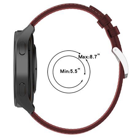 Pasek skórzany do smartwatcha, Bizon Strap Watch Casual, Quick Release 22 mm, bordowy