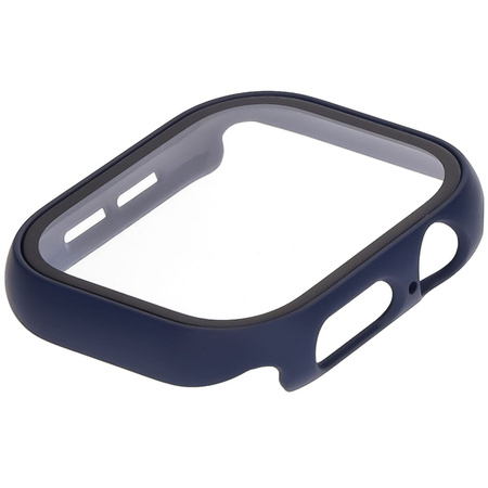 Etui ze szkłem do zegarka Bizon Case+Glass Watch do Apple Watch 11 / 10 (46mm), ciemnoniebieskie
