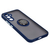 Etui z uchwytem na palec Bizon Case Hybrid Ring do Galaxy A54 5G, przydymione z granatową ramką