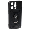 Etui Bizon Case CamShield Ring do iPhone 15 Pro, czarne
